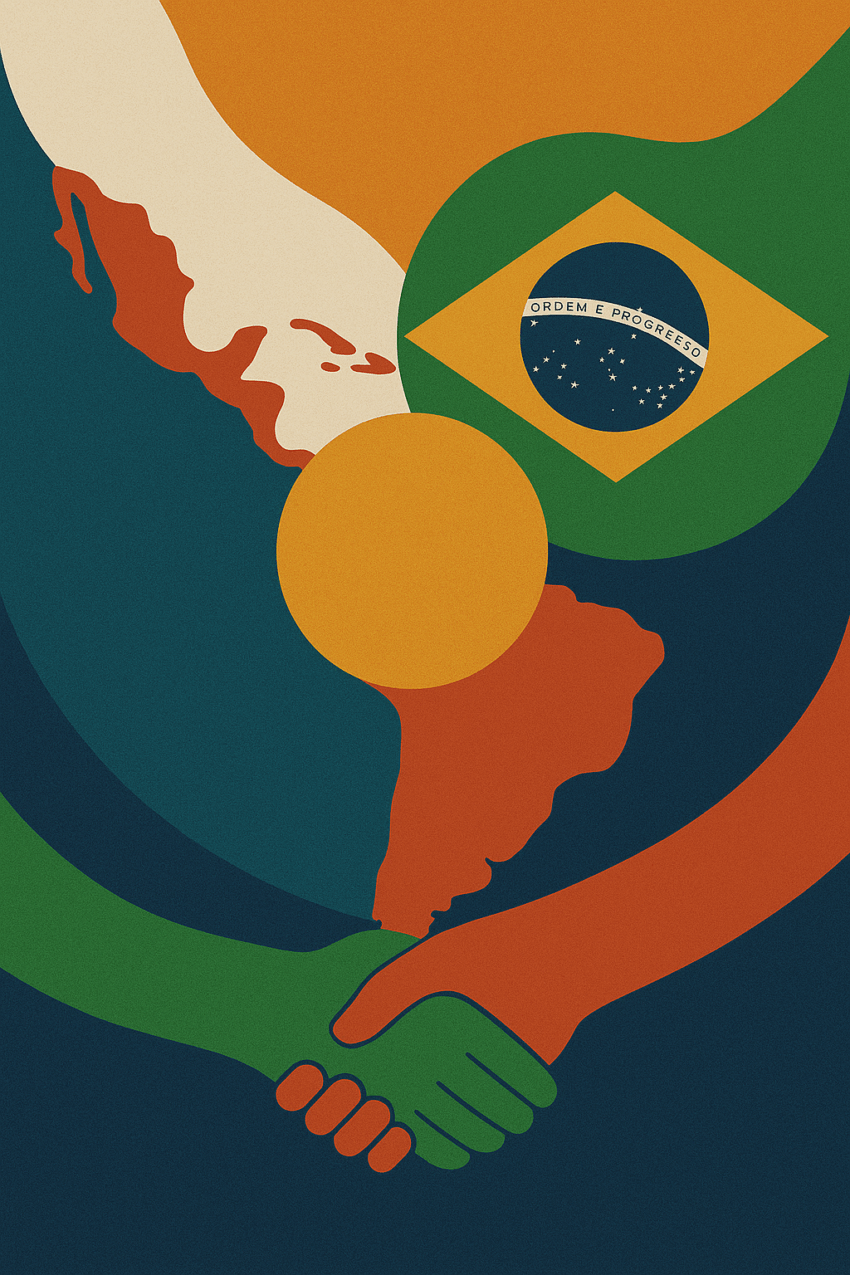 imagem abstrata de duas mão se cumprimentando.